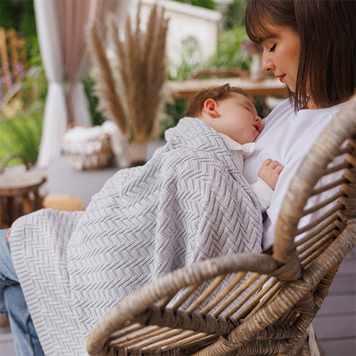 BabyOno kötött pamut babatakaró 75×100 cm szürke