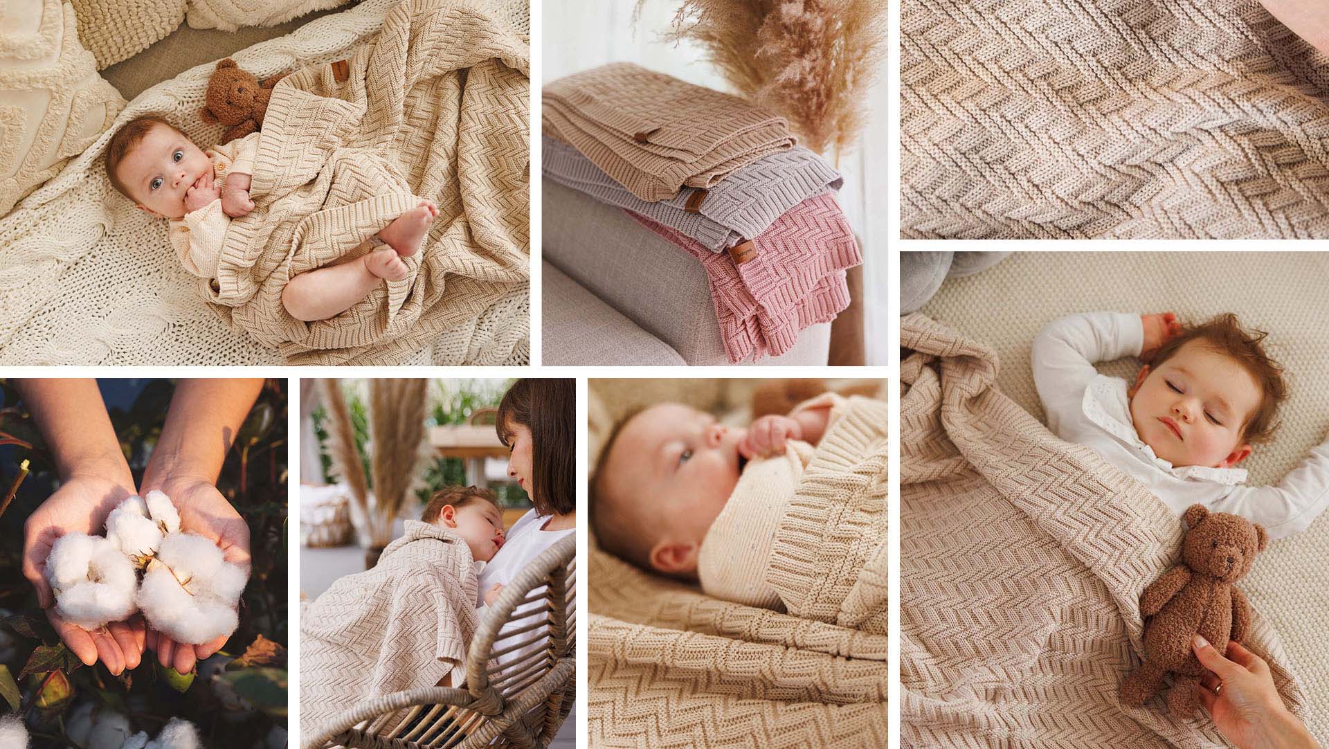 BabyOno kötött pamut babatakaró 75×100 cm bézs