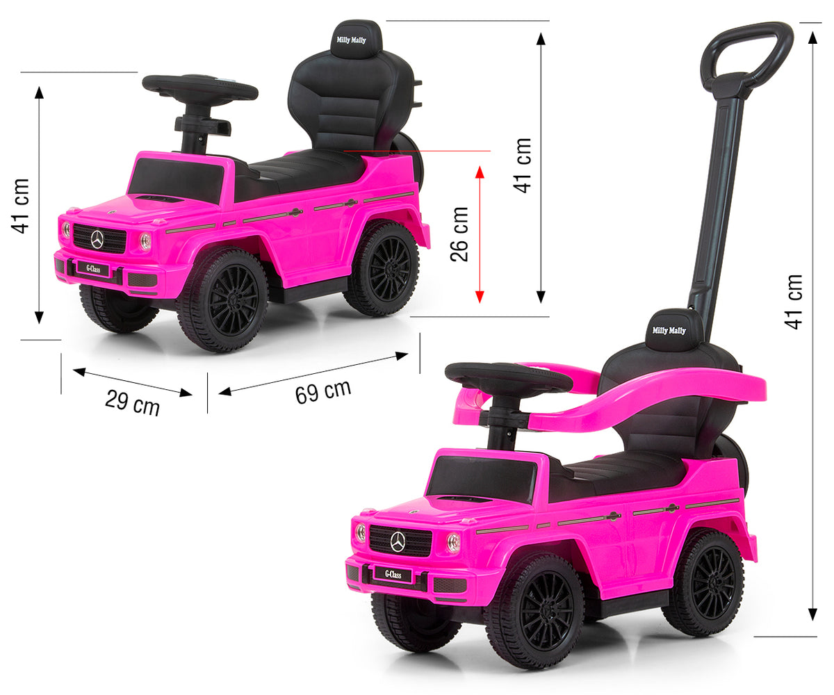 MILLY MALLY Mercedes-Benz G350d tolókaros bébitaxi – Rózsaszín