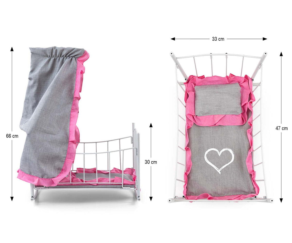 MILLY MALLY Lily baldachinos játék babaágy és bölcső – Elegáns rózsaszín