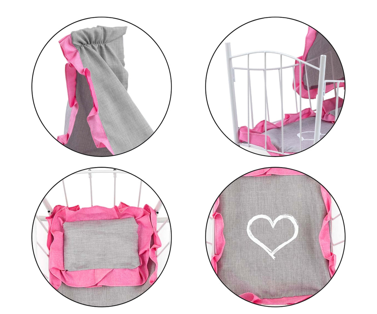 MILLY MALLY Lily baldachinos játék babaágy és bölcső – Elegáns rózsaszín