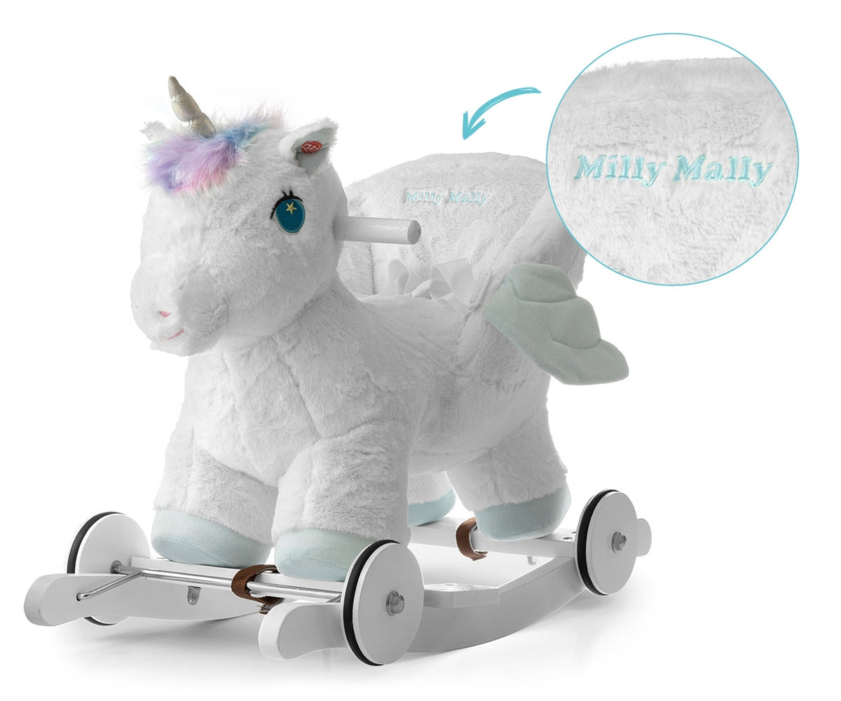 Milly Mally Polly unikornis hintaló kerekekkel – Fehér