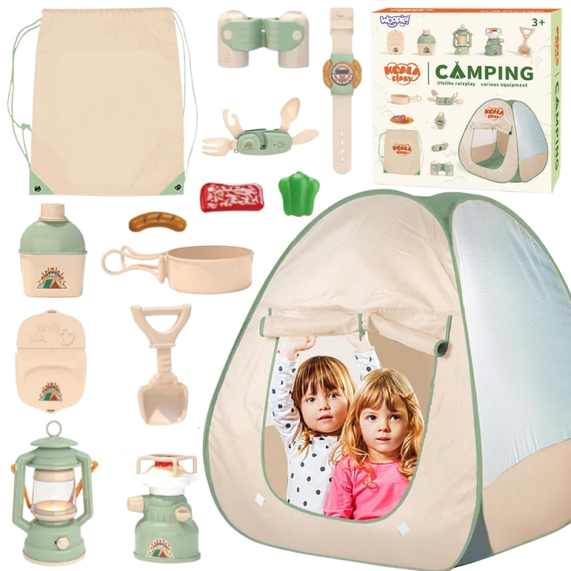 WOOPIE Discovery gyermek kempingező játékszett sátorral és világító kiegészítőkkel – 74 × 74 × 88 cm
