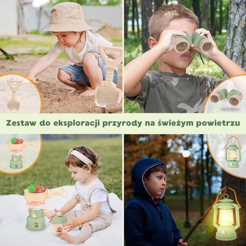 WOOPIE Discovery gyermek kempingező játékszett sátorral és világító kiegészítőkkel – 74 × 74 × 88 cm