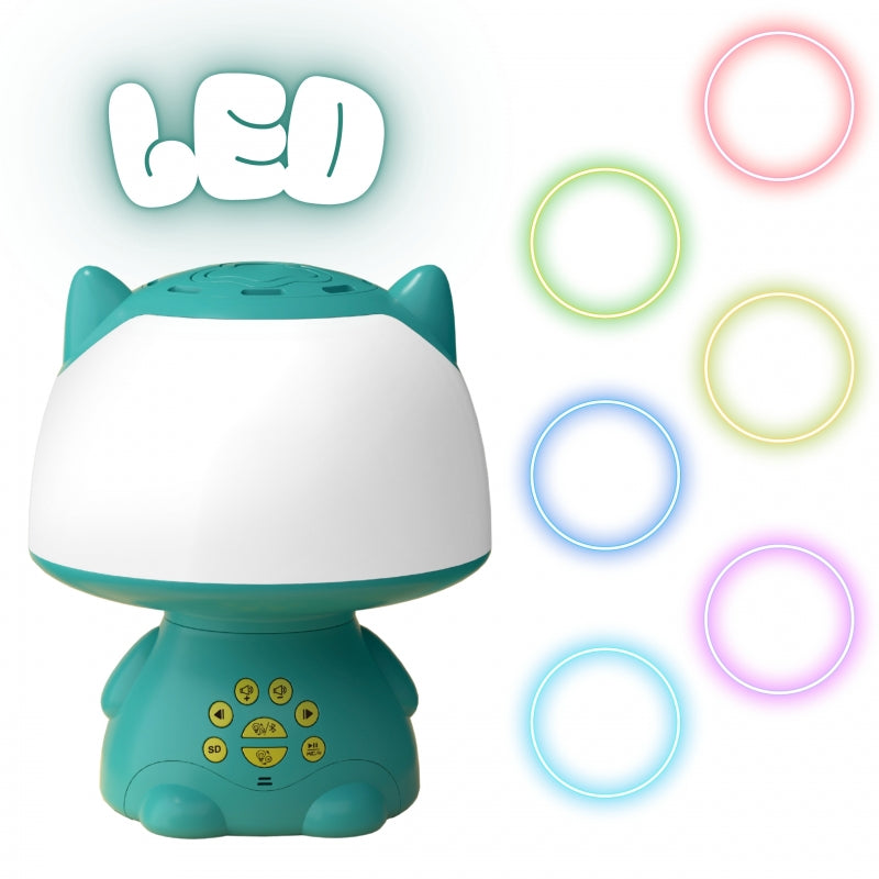 WOOPIE Multifunkciós cicás LED-lámpa Bluetooth hangszóróval és karaoke mikrofonnal – Türkiz