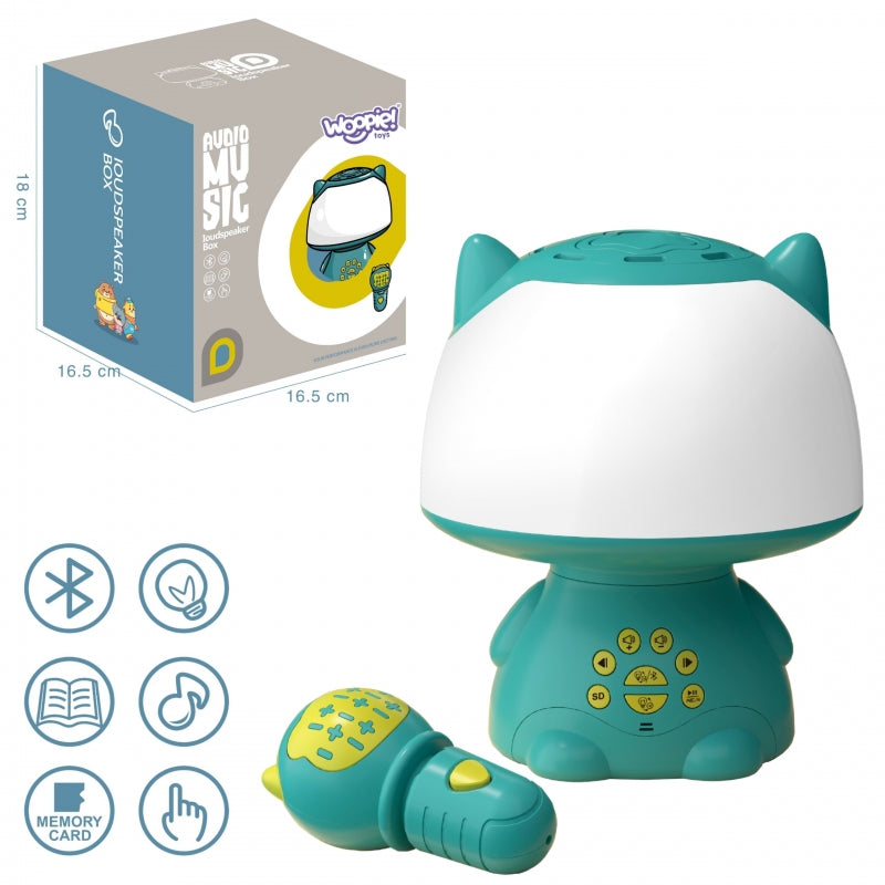 WOOPIE Multifunkciós cicás LED-lámpa Bluetooth hangszóróval és karaoke mikrofonnal – Türkiz