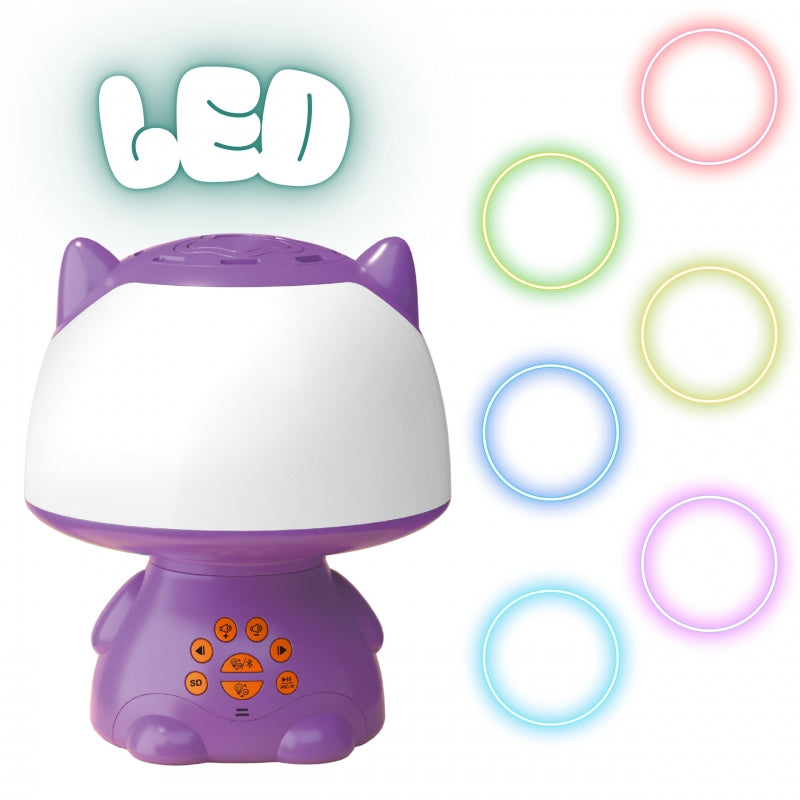 WOOPIE Multifunkciós cicás LED-lámpa Bluetooth hangszóróval és karaoke mikrofonnal – Lila