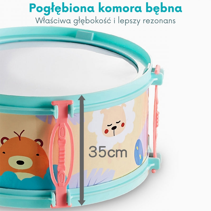WOOPIE ZOO Interaktív gyermek dobfelszerelés 5 dobbal, pedállal és állítható magasságú székkel
