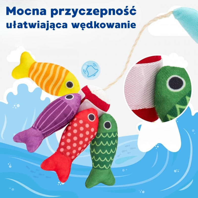 WOOPIE Horgászós készségfejlesztő és számolástanító játék plüsshalakkal, 2 az 1-ben tárolószőnyeggel – 6 hó+