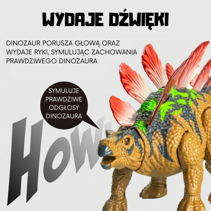 WOOPIE Távirányítós Stegosaurus dinoszaurusz világító szemekkel, hanghatásokkal és táncoló funkcióval