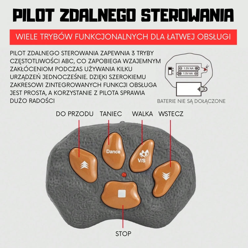 WOOPIE Távirányítós Stegosaurus dinoszaurusz világító szemekkel, hanghatásokkal és táncoló funkcióval