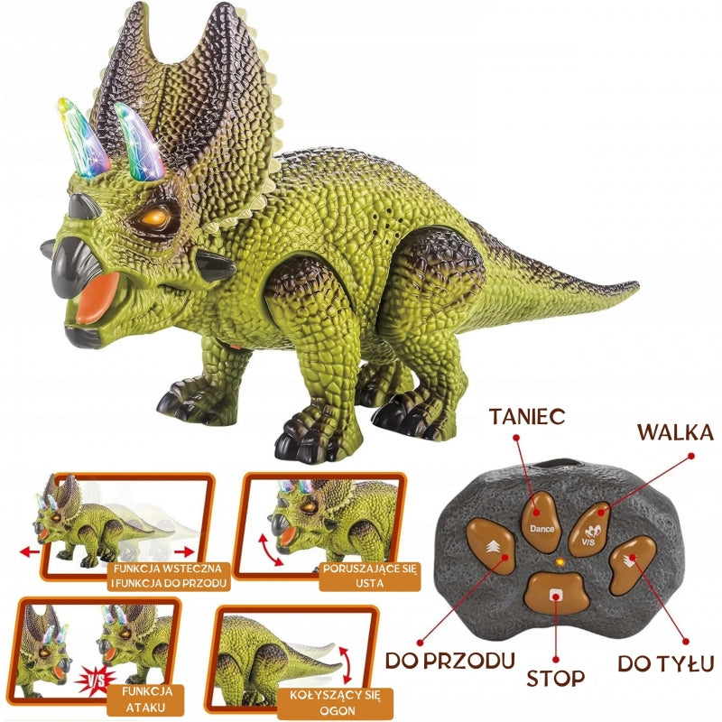 WOOPIE Távirányítós Triceratops dinoszaurusz világító szarvakkal, hanghatásokkal