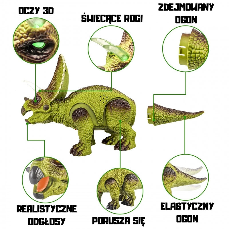 WOOPIE Távirányítós Triceratops dinoszaurusz világító szarvakkal, hanghatásokkal