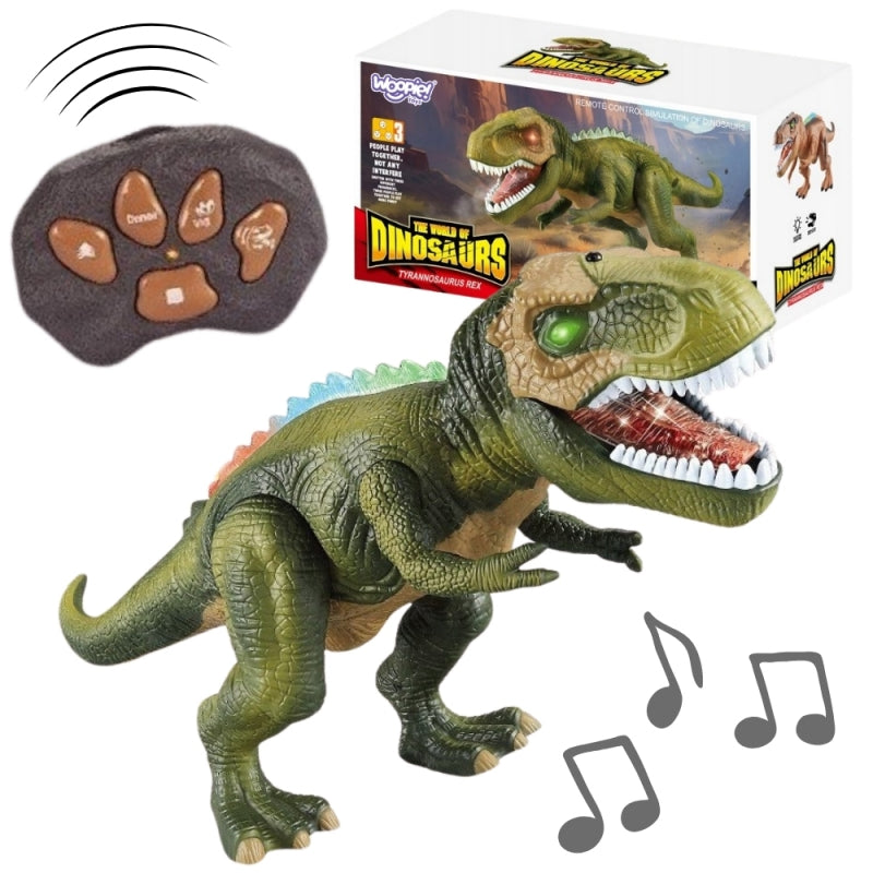 WOOPIE Zenélő, világító távirányítós T-Rex dinoszaurusz mozgó fejjel és állkapoccsal – Zöld