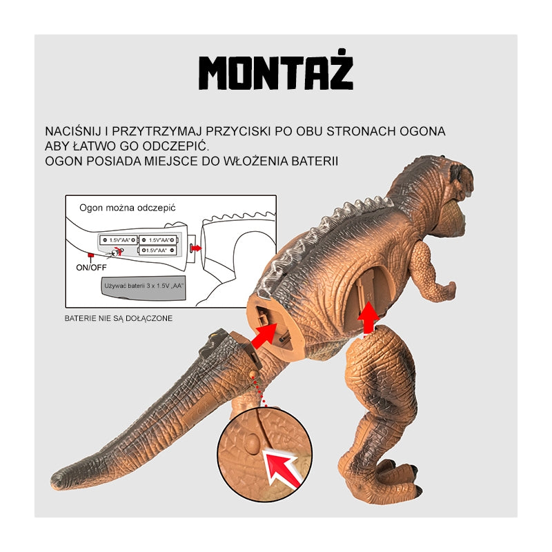 WOOPIE Zenélő, világító távirányítós T-Rex dinoszaurusz mozgó fejjel és állkapoccsal – Zöld