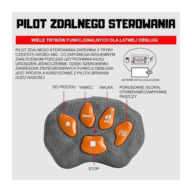 WOOPIE Zenélő, világító távirányítós T-Rex dinoszaurusz mozgó fejjel és állkapoccsal – Zöld