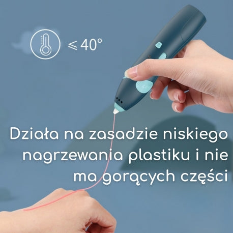 WOOPIE 3D rajztoll USB-töltéssel, 10 sablonnal és 3 színes filamenttel – 6 méter töltőanyaggal
