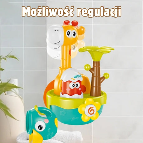 WOOPIE Zsiráfos interaktív fürdőjáték vízesés funkcióval és kacsás víztöltővel – 18 hó+