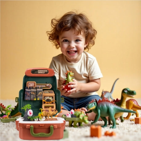 WOOPIE Bőröndös dinoszauruszos felfedező és oktatójáték – 9 dinoszauruszfigurával