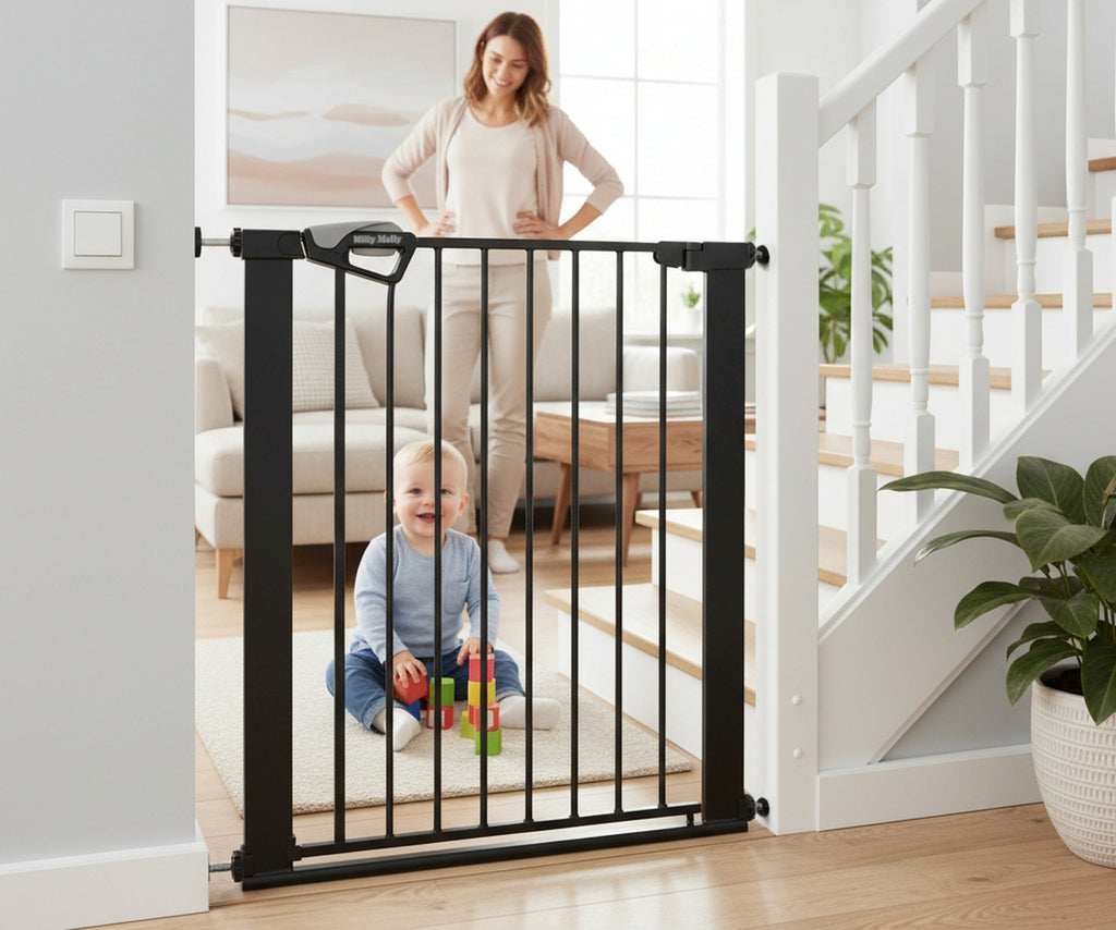 Milly Mally nyomásra rögzíthető biztonsági rács, 76–83 cm – Fekete