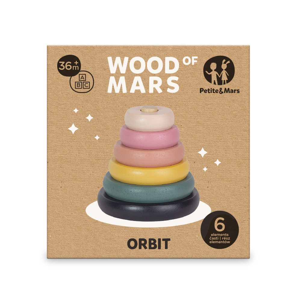PETITE&MARS WOOD OF MARS ORBIT fa toronyépítő játék – Aurora Pink