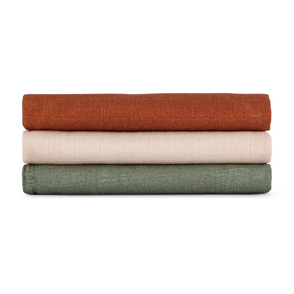 PETITE&MARS bambusz muszlin textilpelenka szett 3 db 68x68 cm – Earth Tones