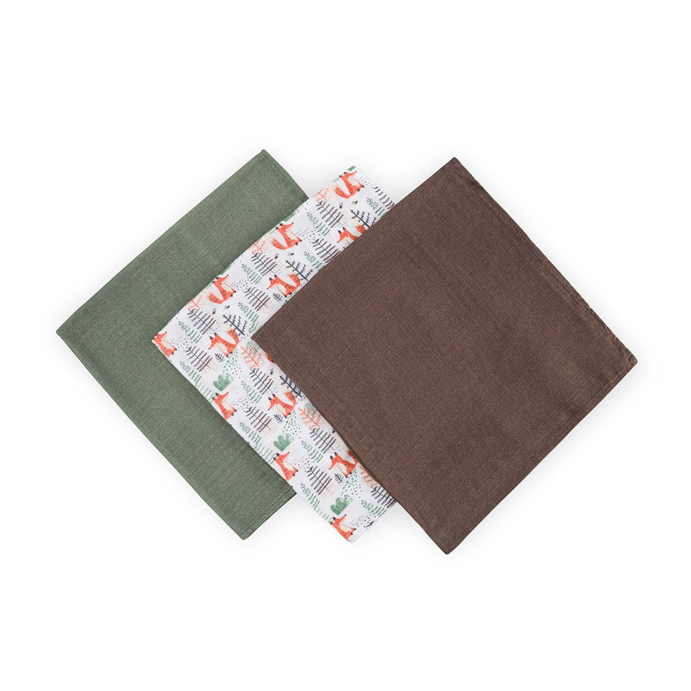 PETITE&MARS bambusz muszlin textilpelenka szett 3 db 68x68 cm – Forest Fox