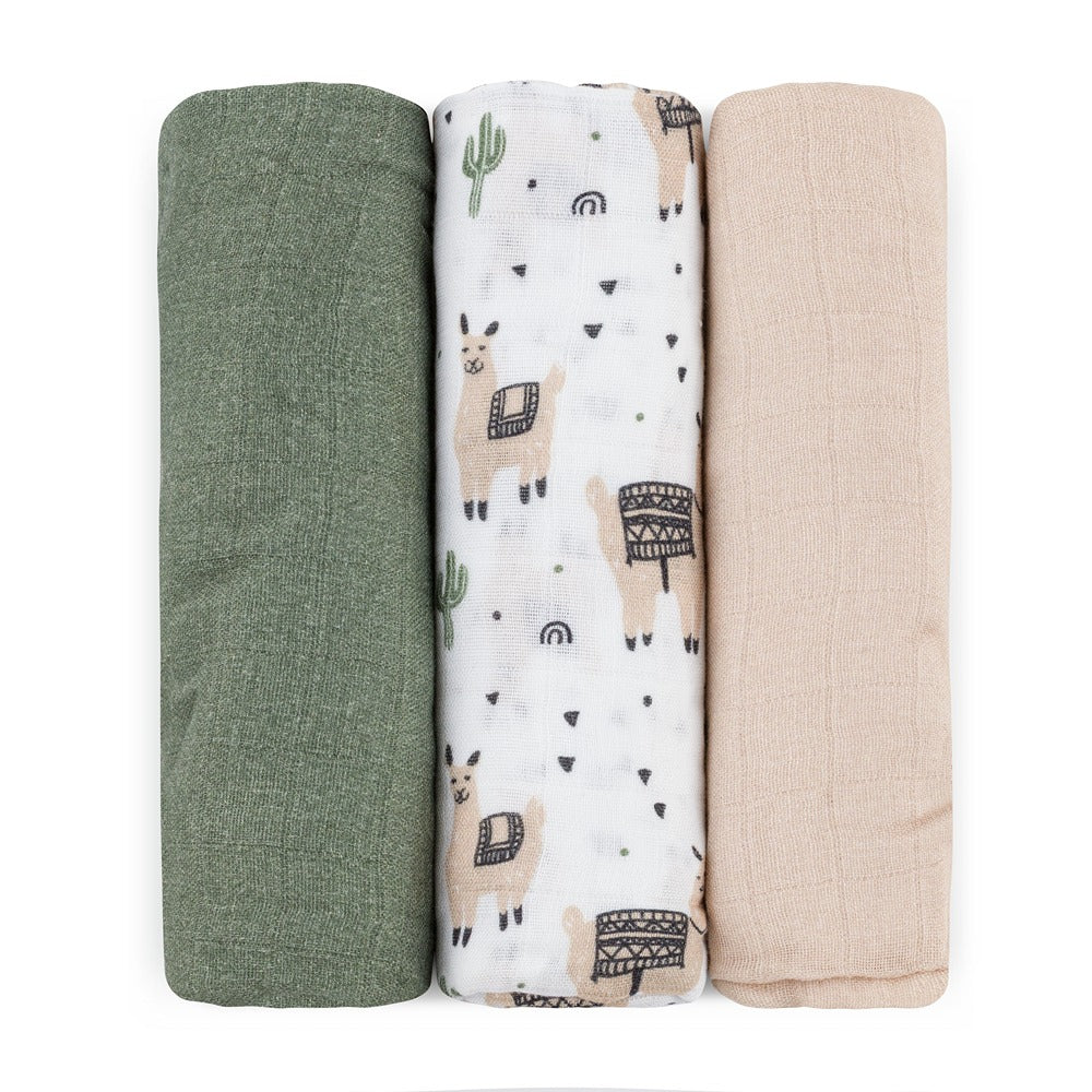 PETITE&MARS bambusz muszlin textilpelenka szett 3 db 68x68 cm – Llama Vibes