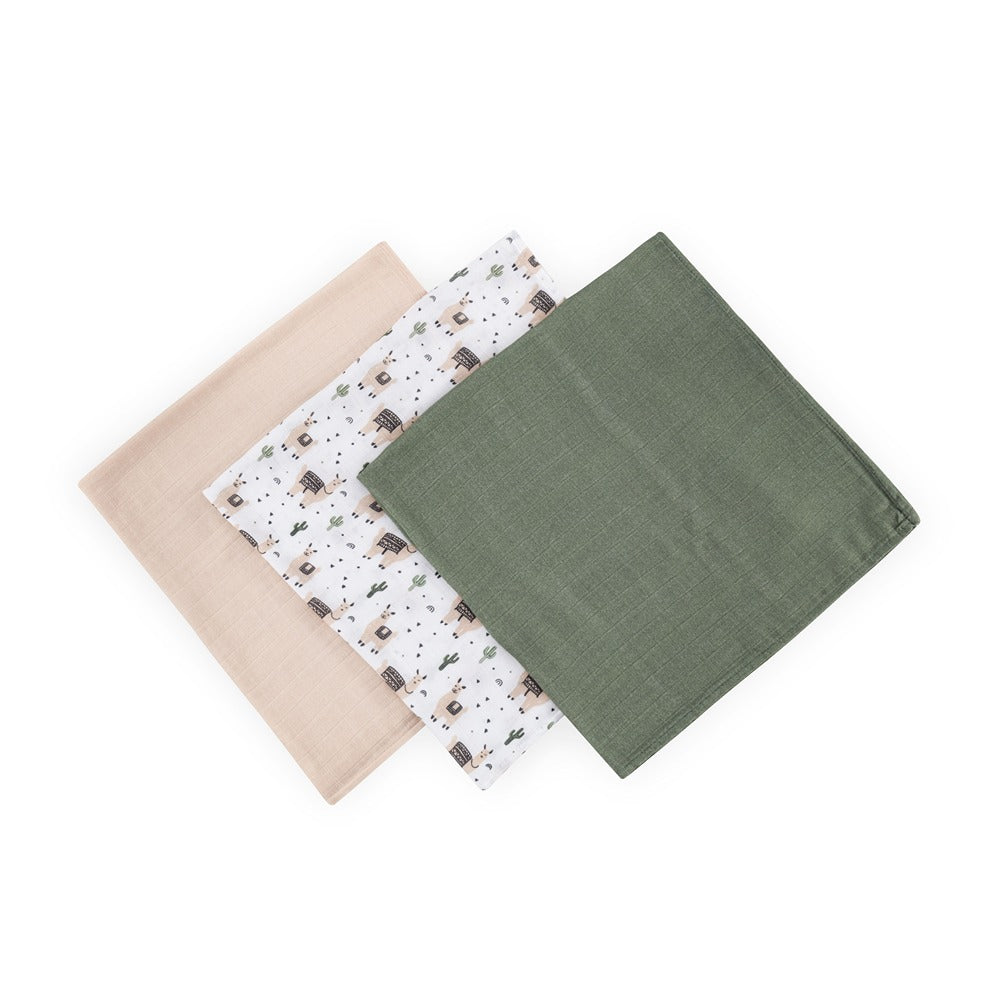 PETITE&MARS bambusz muszlin textilpelenka szett 3 db 68x68 cm – Llama Vibes