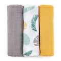PETITE&MARS bambusz muszlin textilpelenka szett 3 db 68x68 cm – Ochre Leaves