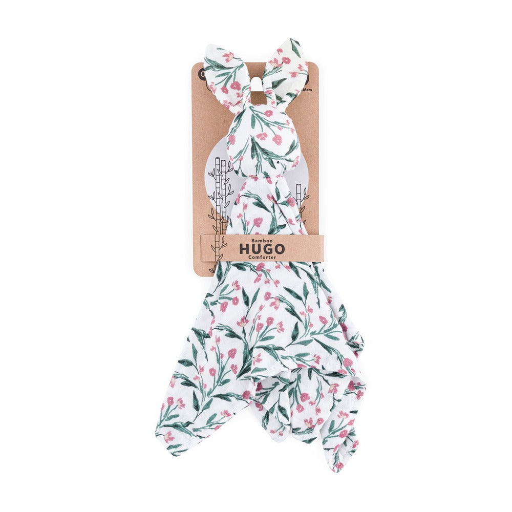 PETITE&MARS Hugo bambusz muszlin szundikendő csörgővel – Pink Meadow