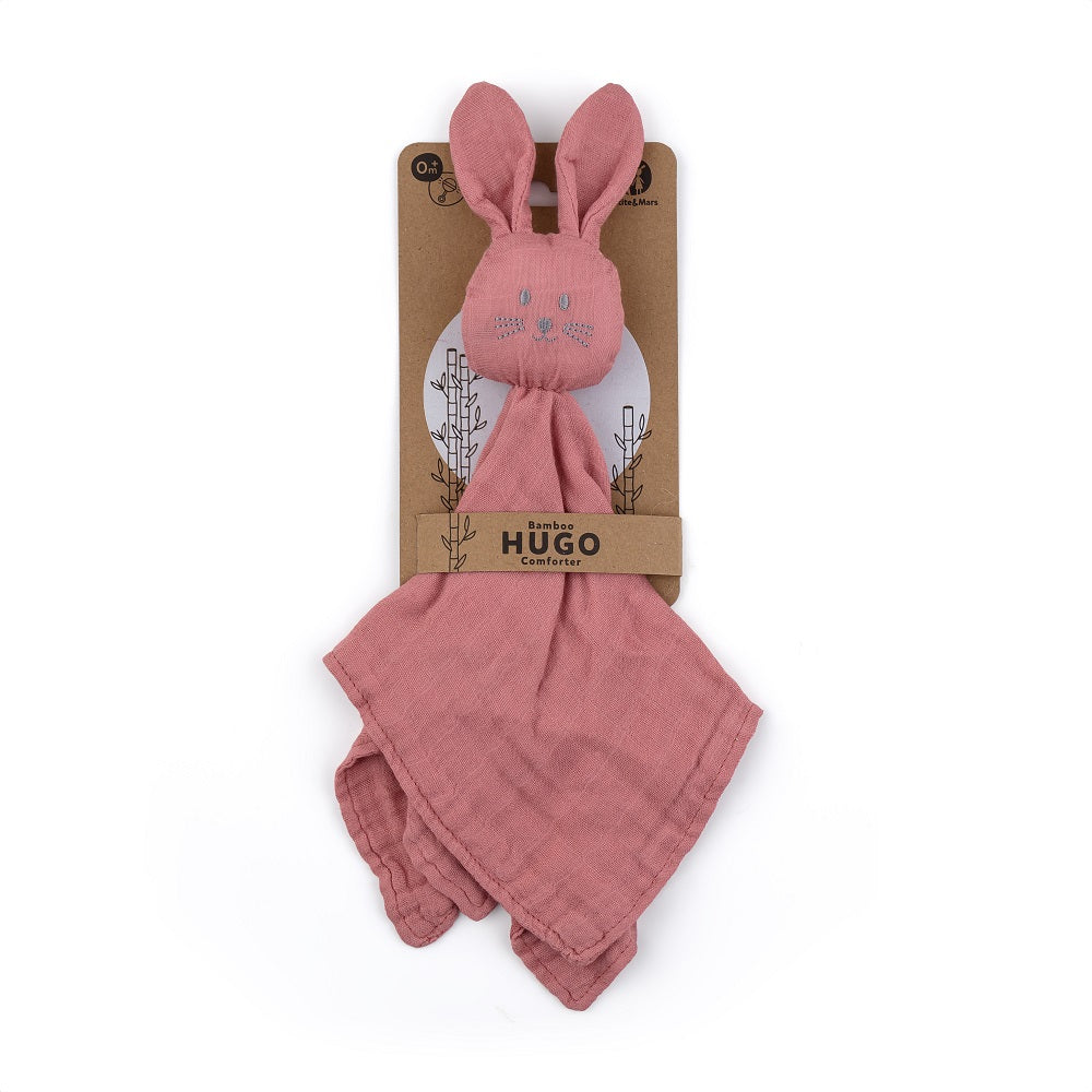 PETITE&MARS Hugo bambusz muszlin szundikendő csörgővel – Dusty Rose