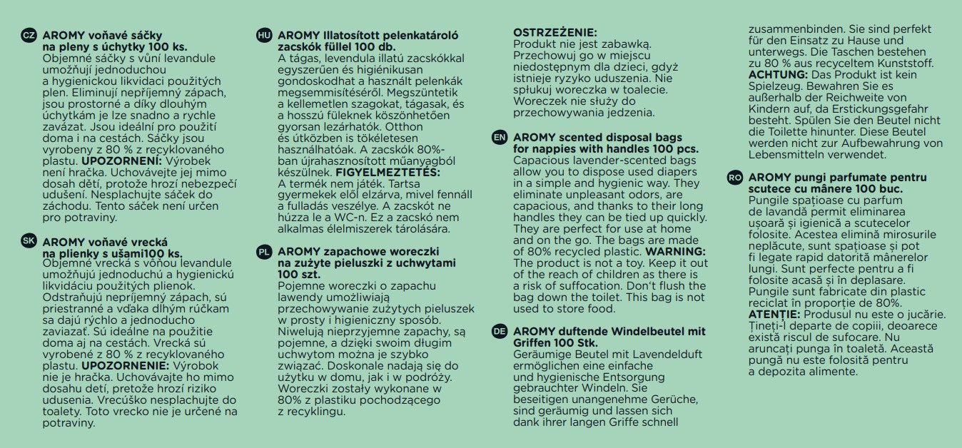 PETITE&MARS AROMY illatos pelenkatároló zacskó fogantyúval 100 db