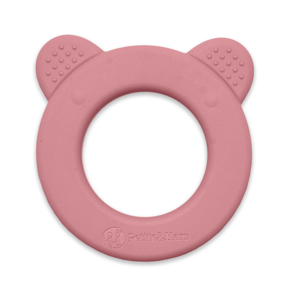 PETITE&MARS BEARY szilikon rágóka csörgővel – Dusty Rose