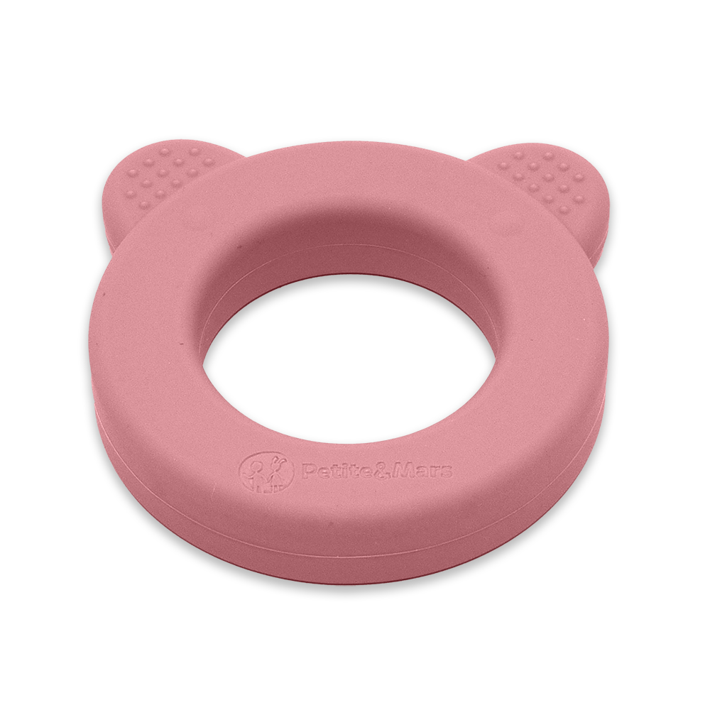 PETITE&MARS BEARY szilikon rágóka csörgővel – Dusty Rose