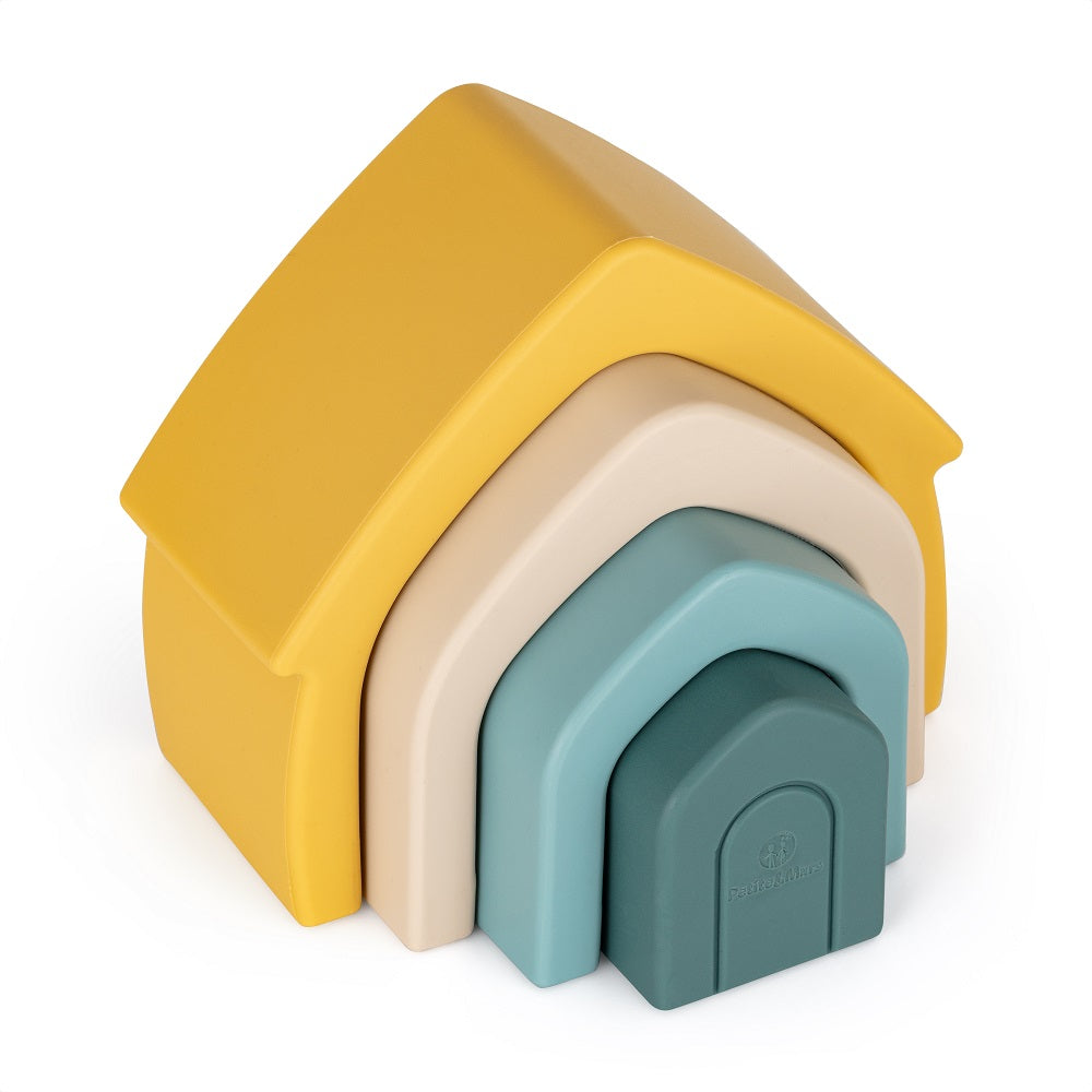 PETITE&MARS House szilikon építő és formaillesztő játék – Intense Ochre – 12 hó+