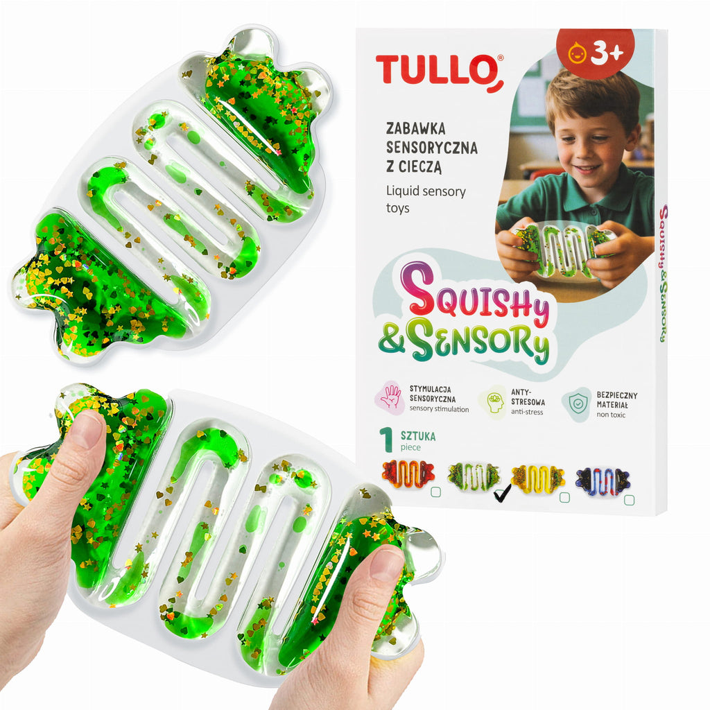 Tullo - Folyadékos, csillámos szenzoros nyomkodós játék - Zöld