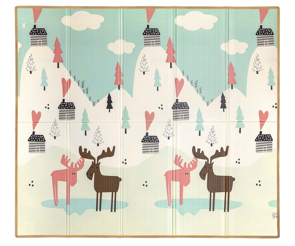 Milly Mally kétoldalas összecsukható habszivacs játszószőnyeg – Pasztell őzikés, 197 × 177 cm