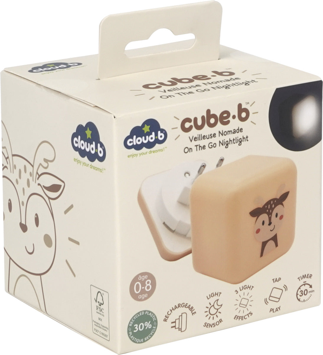 Cloud B Cube B Finley Őzike Hordozható Éjjeli Fény