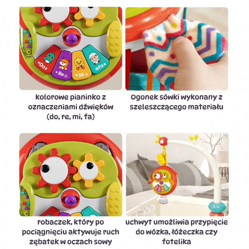 WOOPIE Zenélő interaktív baglyos készségfejlesztő játék zongorával és mozgatható elemekkel – 18 hó+