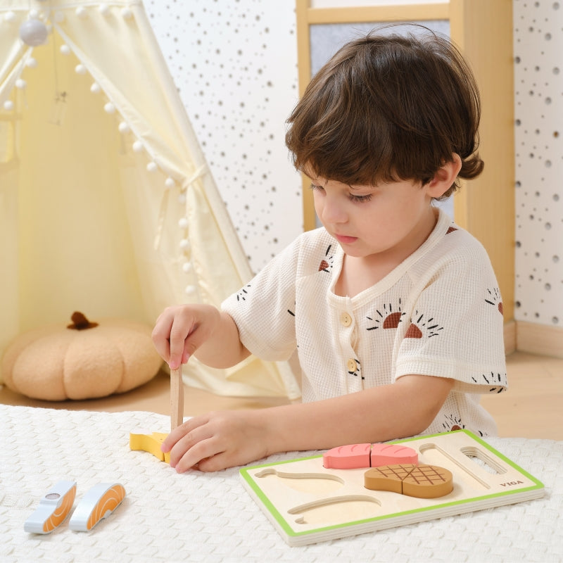 Viga fa Montessori hús szeletelő fejlesztő játék