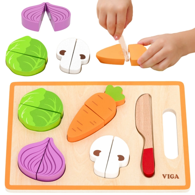 Viga fa Montessori zöldséges fejlesztő kirakó