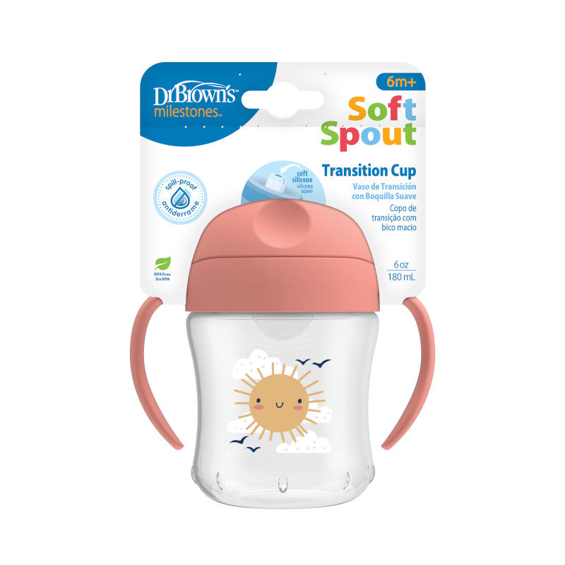 Dr.Brown TC61003 Kubek miękki ustnik 180ml różowy 6m+