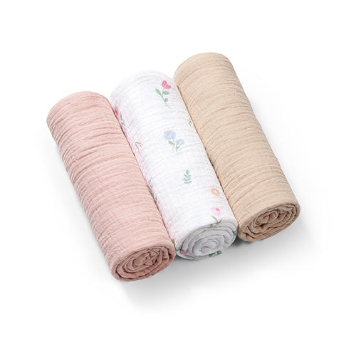 BabyOno gyűrt muszlin pelenka 70 × 70 cm – rózsaszín, 3 db