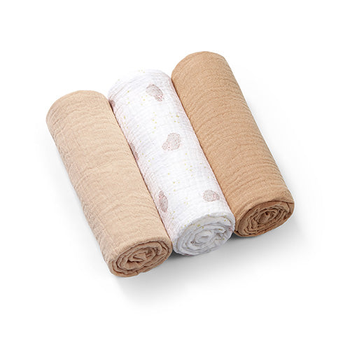 BabyOno gyűrt muszlin pelenka 70 × 70 cm – bézs, 3 db