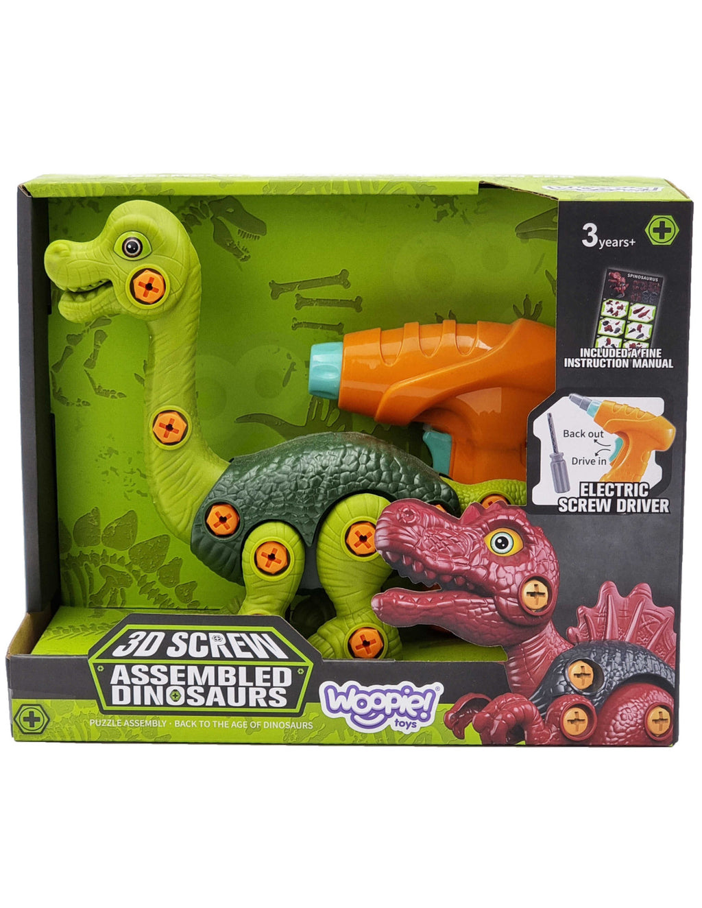 WOOPIE 31 részes szerelhető Brachiosaurus dinoszaurusz játék elektromos fúróval és csavarhúzóval