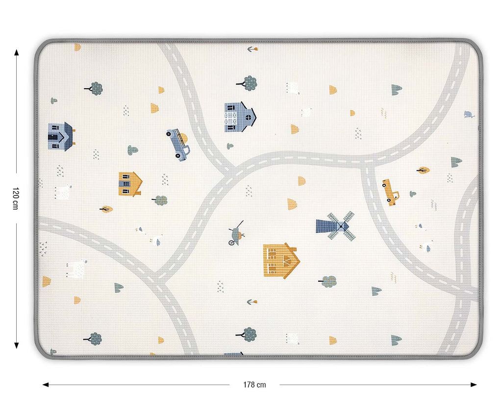 Milly Mally kétoldalas feltekerhető habszivacs játszószőnyeg – Macik és farm, 178 × 120 cm