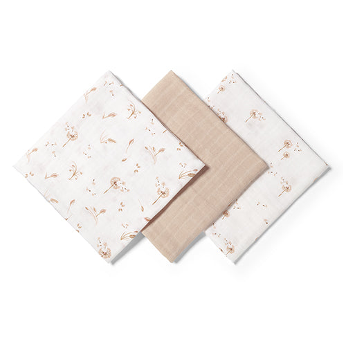 BabyOno NATURAL BAMBOO bambusz textilpelenka 3 db 70×70 cm – bézs