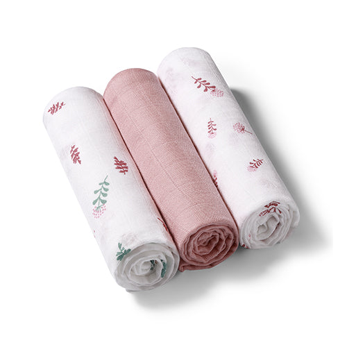 BabyOno NATURAL BAMBOO bambusz textilpelenka 3 db 70×70 cm – rózsaszín