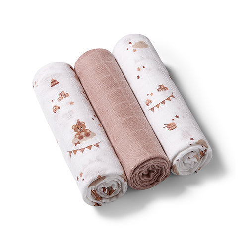 BabyOno NATURAL BAMBOO bambusz textilpelenka 3 db 70×70 cm – barna